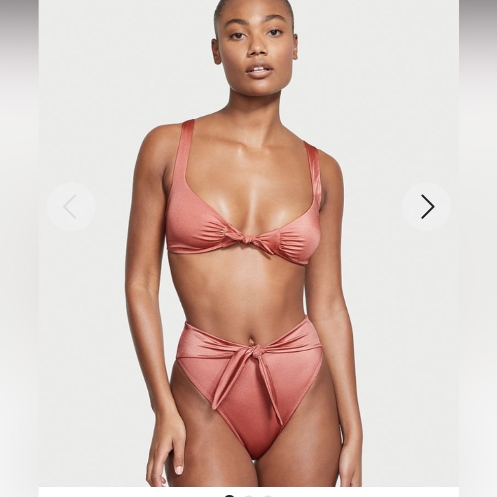 Victoria's Secrettie-Front Bralette Bikini Top & High-Rise Bottom Sz Xl